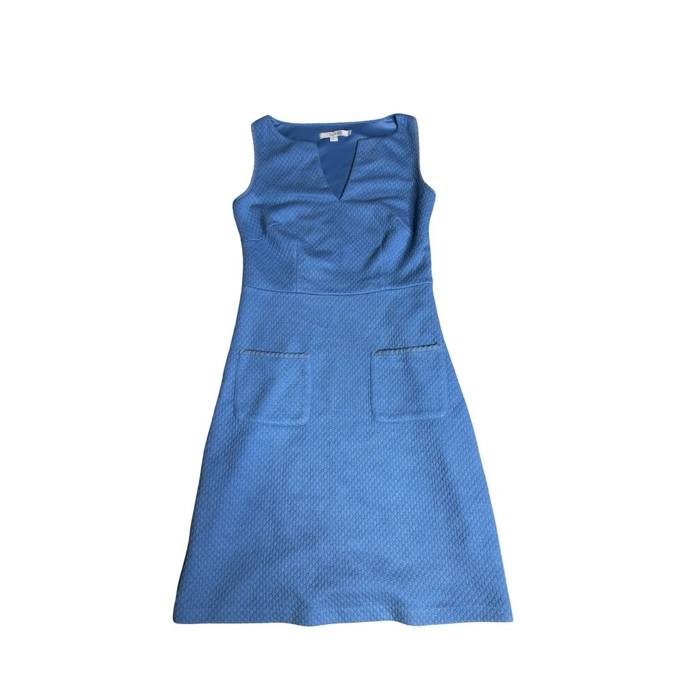 Boden Day Dress Blue Quilted Knit Women's Size 4 R US / 8 R UK